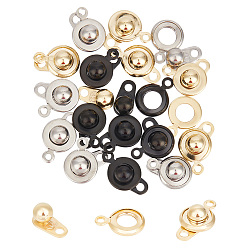 Платиновый & Золотой 18 наборы 3 цвета 201 застежки-кнопки из нержавеющей стали, платиной и золотом, 15~15.5x9x5 мм, отверстие : 1.5~1.8 мм, 6 наборы / цвет