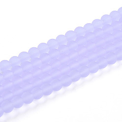 Лиловый Прозрачные стеклянные бусины, круглые, матовые, сирень, 4~4.5 мм, отверстие : 0.9 мм, около 105~106 шт / нитка, 14.96~15.16'' (38~38.5 см)