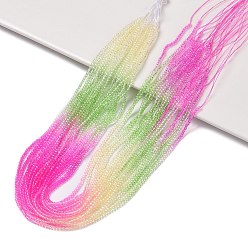 Темно-Розовый Прозрачный градиент цвета стеклянные бусины пряди, сегментированные разноцветные бусины, граненые круглые, темно-розовыми, 2x2.5 мм, отверстие : 0.8 мм, около 175~180 шт / нитка, 13.78~14.4'' (35~36 см)