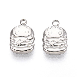 Нержавеющая Сталь Цвет 304 прелести нержавеющей стали, анти-тускнение, гамбургер очарование, цвет нержавеющей стали, 15x10x3 мм, отверстие : 1.8 мм