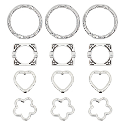 (52) Непрозрачная лаванда 200шт 4 стиль s тибетский стиль сплава бусины рамки, сердце и цветок и квадрат и кольца, разноцветные, 13.5~21x14~21x2~3 мм, отверстие : 1~1.5 мм, 50 шт / стиль