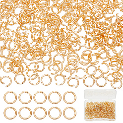 Настоящее золото 18K 600 шт. 304 открытые соединительные кольца из нержавеющей стали, круглые кольца, реальный 18 k позолоченный, 6x0.8 мм, 20 датчик