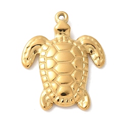 Real 14K Gold Plated 304 Stainless Steel Pendants, Ion Plating(IP), Tortoise Charm, Real 14K Gold Plated, 20.5x16.5x2.5mm, Hole: 1mm
