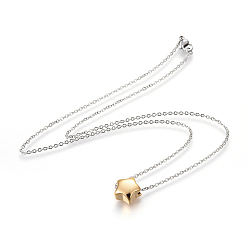 Золотой & Цвет Нержавеющей Стали 304 подвесные из нержавеющей стали ожерелья, с когтями омара застежками и кабельных цепей, звезда, золотые и нержавеющая сталь цвет, 17.9 дюйм (45.5 см), Кулон : 11.5x11.5x6 мм