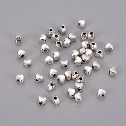 Antique Silver Tibetan Style Alloy Spacer Beads, Cadmium Free & Lead Free, Heart, Antique Silver, 3.5x4x3mm, Hole: 1.5mm