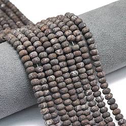 Снежный Обсидиан Натуральный красный снежинка обсидиан бисер прядь, матовые, рондель, 6x4 мм, отверстие : 1 мм, около 93~96 шт / нитка, 14.57~14.76 дюйм (37~37.5 см)