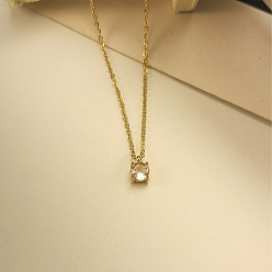 Розовый Модные 304 плоские круглые подвески из нержавеющей стали со стразами для женщин, различные варианты, идеальный подарок, золотые, светло-розовый, 17.72 дюйм (45 см)