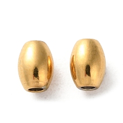Настоящее золото 18K Ионное покрытие (ip) 304 шарики из нержавеющей стали, овальные, реальный 18 k позолоченный, 5x4 мм, отверстие : 1.5 мм