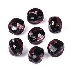 Кокосово-Коричневый Бусины ручной работы бусины серебряной фольгой, бусины из искусственного камня, фонарь, кокосового коричневый, 16x12.5x12.5 мм, отверстие : 0.9 мм, около 30 шт / нитка