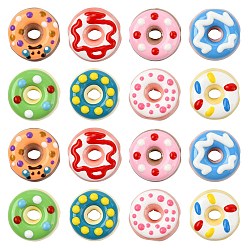 (52) Непрозрачная лаванда 16шт 8 стили фарфоровые бусины ручной работы, пончик, яркие глазированный фарфор, разноцветные, 18~18.5x7.5~10 мм, отверстие : 1.8~2 мм, 2 шт / стиль