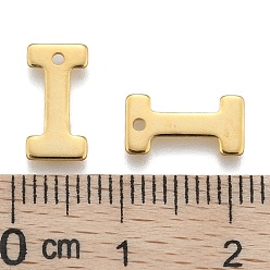 Letter I 304 Stainless Steel Charms, Letter, Initial Charms, Real 18k Gold Plated, Letter.I, 11x6~12x0.8mm, Hole: 1mm