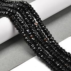 Черный Полосатые агатовые / полосатые агатовые нити, граненые, шайба, окрашенная и подогревом, чёрные, 5.5~6x3~4 мм, отверстие : 1 мм, около 98~100 шт / нитка, 14.80~14.88'' (37.6~37.8 см)