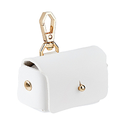 Белый Мешочек для обручального кольца из искусственной кожи pu, сумки для хранения ювелирных изделий, с кнопками светло-золотистого цвета, белые, 4.35x7x4.4 см