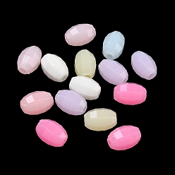 (52) Непрозрачная лаванда Пластиковые шарики, имитация желе, рис, граненые, разноцветные, 10x6.5x7 мм, отверстие : 2.4 мм, Около 2000 шт / 500 г