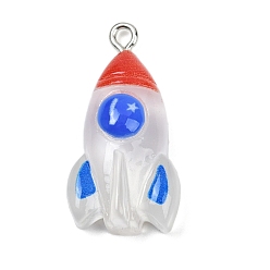Rocket Подвески из смолы, с платиновыми тоновыми железными петлями, ракета, 28.5x15x8.5 мм, отверстие : 2 мм