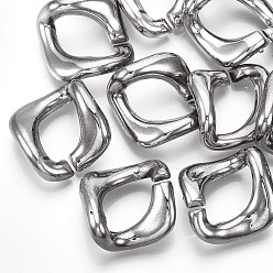 Gunmetal UV Plating ABS Plastic Linking Rings, Quick Link Connectors, For Curb Chains Making, Unwelded, Twist, Gunmetal, 20.5x20x9.5mm, Hole: 16x9.5mm