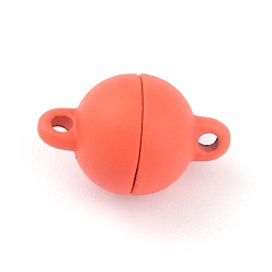 Оранжевый Магнитные застежки из сплава с петлями, круглые, оранжевые, 13x8 мм, отверстие : 1.2 мм