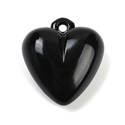 Черный Непрозрачные акриловые подвески, сердце, чёрные, 36x32x16 мм, отверстие : 3 мм