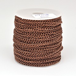 Saddle Brown Electroplate Iron Curb Chains, Unwelded, with Spool, Lead Free & Nickel Free, Saddle Brown, 5x3x1mm, about 164.04 Feet(50m)/roll
