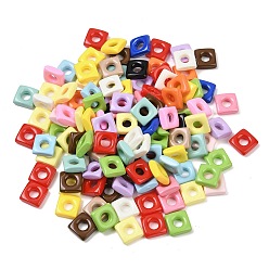 (52) Непрозрачная лаванда Непрозрачные акриловые подвески, квадратных амулеты, разноцветные, 9.5x9.5x3 мм, отверстие : 4.2 мм