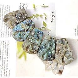 Mermaid Natural Labradorite Carved Figurines Statues for Home Office Desktop Decoration, Mermaid, 40mm