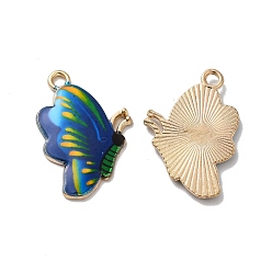 Синий Подвески из эмали и сплава, золотые, очарование бабочки, синие, 24.5x16.5x2 мм, отверстие : 1.6 мм
