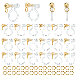 Настоящее золото 18K 30шт. 304 фурнитура для сережек-клипс из нержавеющей стали, с пластиковыми выводами и переходными кольцами из нержавеющей стали 60шт. 304, реальный 18 k позолоченный, 11x11x3 мм, отверстие : 1.8 мм
