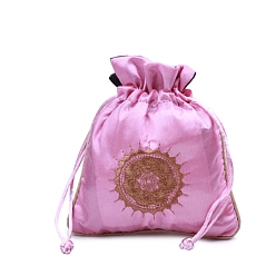Бледно-Розовый Прямоугольные парчовые сумки в китайском стиле на шнурке, мешочки из органзы, подарочная упаковка для ювелирных изделий, сумка, розовый жемчуг, 15x13 см