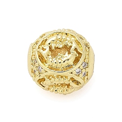 Рыбы Латунные микро проложить кубического циркония бусы, двенадцать созвездий, реальный 18 k позолоченный, Рыбы, 9x9x10 мм, отверстие : 2.7 мм