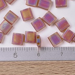 (TL134FR) Matte Transparent Dark Topaz AB MIYUKI TILA Beads, Japanese Seed Beads, 2-Hole, (TL134FR) Matte Transparent Dark Topaz AB, 5x5x1.9mm, Hole: 0.8mm, about 1180pcs/100g