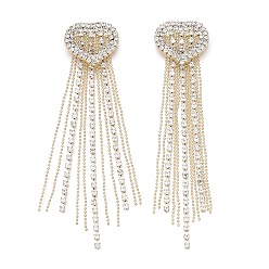 Золотой Латунь горный хрусталь Кабошоны, сердце с кисточкой, золотые, 107x26x5 мм