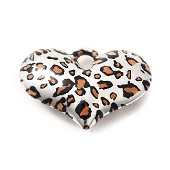 Серебро Акриловые подвески, в форме сердца с леопардовым принтом, с петлей, серебряные, 27x39.5x11.5 мм, отверстие : 4.5x5 мм