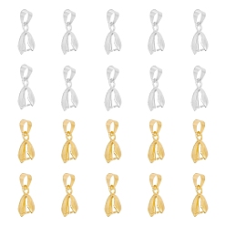 Golden & Silver Brass Pinch Bails, Ice Pick, Golden & Silver, 20x7mm, 100pcs/box