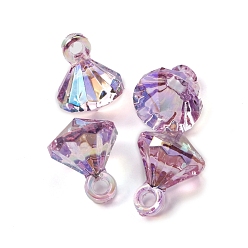 Violet UV Plating Acrylic Pendants, Diamond, Violet, 21x12mm, Hole: 3.2mm