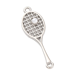 Платина Подвески из латуни, с пластиковыми бусинами из искусственного жемчуга, ракетка, платина, 24x7.5x3 мм, отверстие : 1 мм