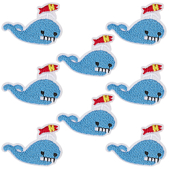 Стально-синий 10 шт. полиэстеровые нитки для вышивки, приклеиваемые утюгом/пришиваемые нашивки, аппликации из ткани, кит, стальной синий, 29x40x1 мм