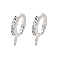 Платина Латунные микропроволочные кубические циркониевые подвески, без свинца и без кадмия, долговечный, стойки покрытие, платина, 14x7.5x2 мм, штифты : 0.5 мм