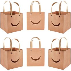 Peru Funny Craft Paper Handbags, Gift Bags with Smiling Shape Clear Windows, Rectangle, Peru, Unfold: 26x15x15cm