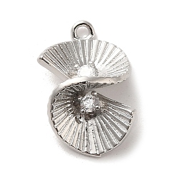 Platinum Brass Micro Pave Clear Cubic Zirconia Pendants, Spiral, Platinum, 16x11x6.5mm, Hole: 1.2mm
