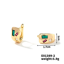 Золотой Серьги-кольца из меди и циркония в винтажном французском стиле и модной универсальности, золотые, 17x10 мм