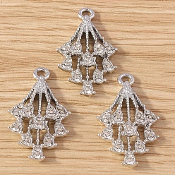 Crystal Alloy Rhinestone Pendants, Platinum, Crystal, 28x16mm, 10pcs/set