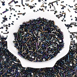 Прусский Синий Гальванизируйте стеклянных шариков семени, для изготовления ювелирных изделий, разнообразные, берлинская лазурь, 1.2~15x1.5~4.5 мм, отверстие : 0.8~1.8 мм, Около 8000 шт / фунт