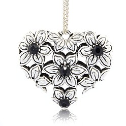 Реактивный Самолет Антикварные посеребренные подвески в форме сердца со стразами, струя, 35x40x14 мм, отверстие : 3 мм