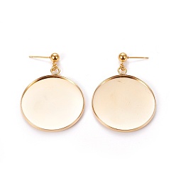 Золотой 304 Настройки серьги из нержавеющей стали, золотые, 45 мм, контактный: 0.9 мм, лоток: 30 мм