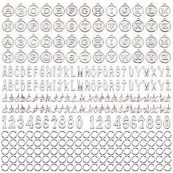 Античный Серебристый & Платиновый Буквы от A до Z и цифры 0~9 подвески из сплава в тибетском стиле, с кольца прыжок железа, старинное серебро и платина, 6x0.7 мм, внутренний диаметр: 4.5 мм