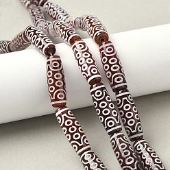 21-Eye Нити бусин дзи в форме риса в тибетском стиле, природных бисера агат, окрашенная и подогревом, седло коричневый, 21 -eye, 29~30x9.5~10.5 мм, отверстие : 2~3 мм, около 10 шт / нитка, 11.38~11.61'' (28.9~29.5 см)