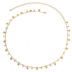 Light Gold Цепочки для тела, талии, живота, тела, океанического железа, стекла, стразов, ракушек, с кисточками для женщин, прозрачные, золотой свет, 675 мм