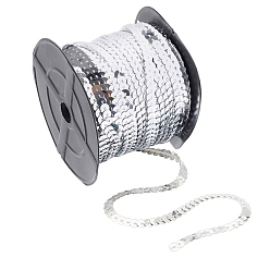 Серебро 1 рулон пластиковых пайеток/цепочек из пайеток, AB цвет, 1-строка, серебряные, 6 мм, 100 ярдов / ролл