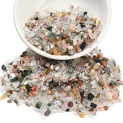 Rutilated Кварц Натуральные красные и зеленые рутиловые кварцевые бусины, чип, нет отверстий / незавершенного, 4.5~7x1.5~6x0.5~3.5 мм