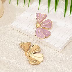 Сливовый Сплав эмаль серьги, цветок, золотые, слева и справа, слива, 50x28 мм